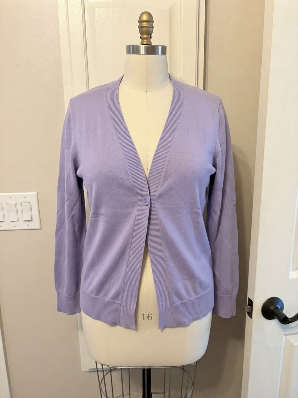 Coldwater Creek Lavender V-Neck Single-Button Cardigan